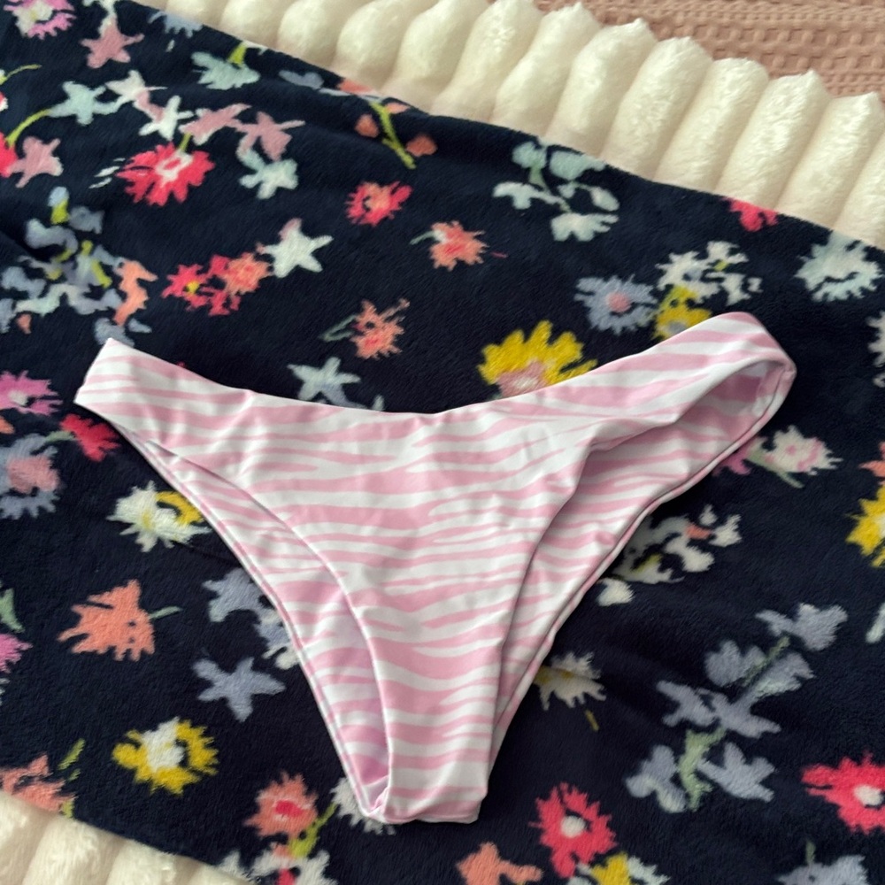 Pink and White Striped Bikini Bottom